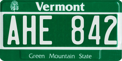 VT license plate AHE842