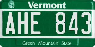 VT license plate AHE843