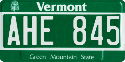VT license plate AHE845