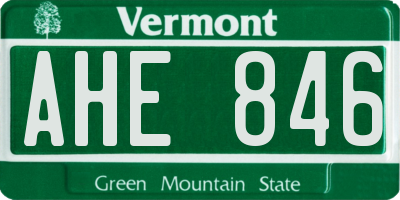 VT license plate AHE846