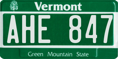 VT license plate AHE847