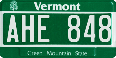 VT license plate AHE848