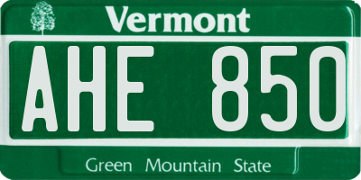VT license plate AHE850
