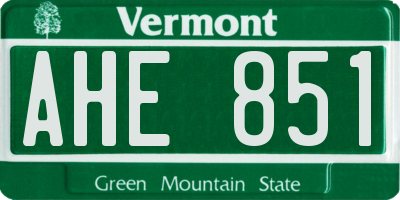 VT license plate AHE851