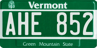 VT license plate AHE852