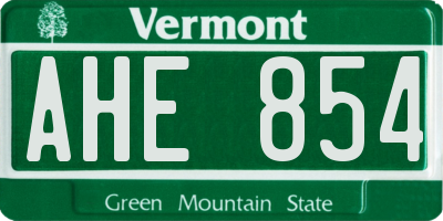 VT license plate AHE854