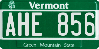 VT license plate AHE856