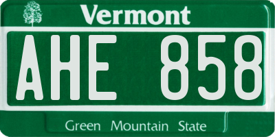 VT license plate AHE858