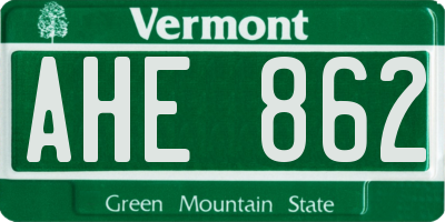 VT license plate AHE862