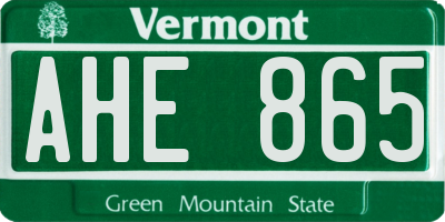 VT license plate AHE865
