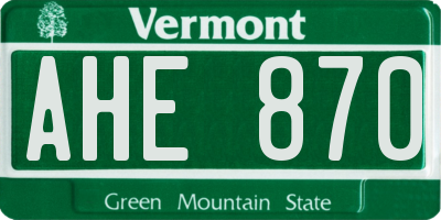 VT license plate AHE870