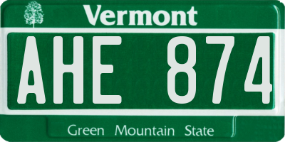 VT license plate AHE874