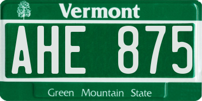 VT license plate AHE875