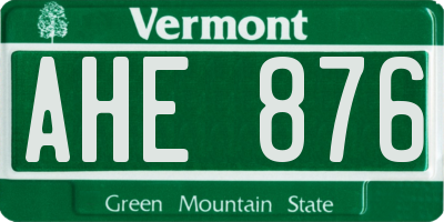 VT license plate AHE876