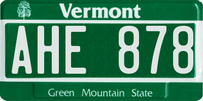 VT license plate AHE878