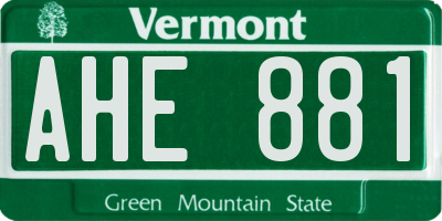VT license plate AHE881