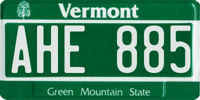 VT license plate AHE885