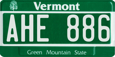 VT license plate AHE886