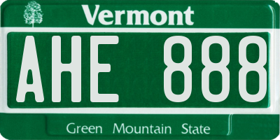 VT license plate AHE888