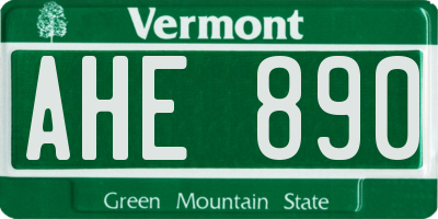 VT license plate AHE890