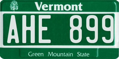 VT license plate AHE899