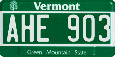 VT license plate AHE903
