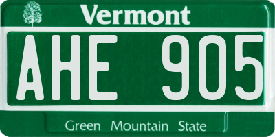 VT license plate AHE905