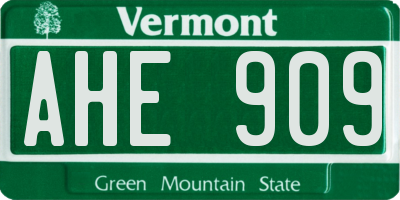 VT license plate AHE909