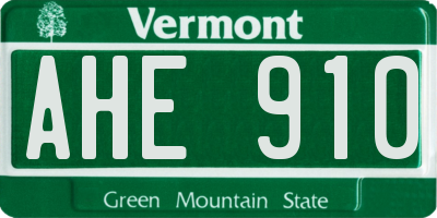 VT license plate AHE910