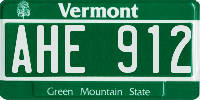 VT license plate AHE912