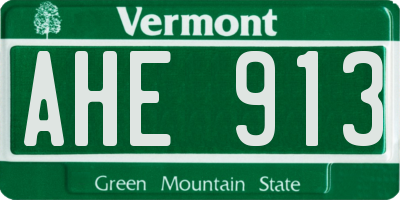 VT license plate AHE913