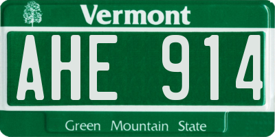 VT license plate AHE914