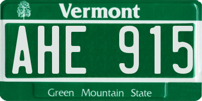 VT license plate AHE915