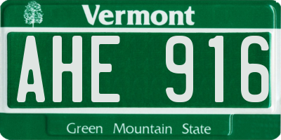 VT license plate AHE916