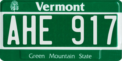 VT license plate AHE917