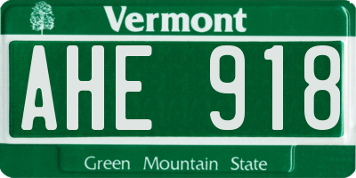 VT license plate AHE918