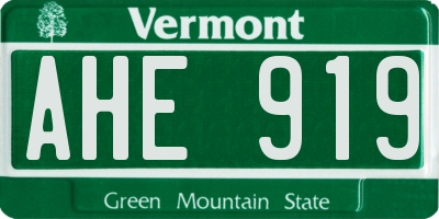VT license plate AHE919