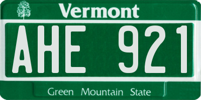 VT license plate AHE921