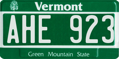 VT license plate AHE923