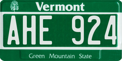 VT license plate AHE924