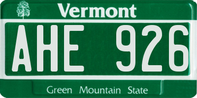 VT license plate AHE926