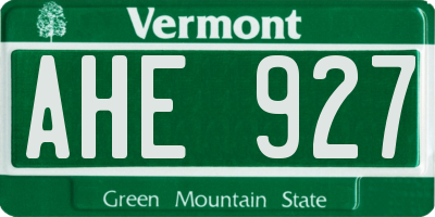 VT license plate AHE927