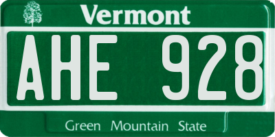 VT license plate AHE928