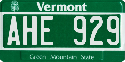 VT license plate AHE929
