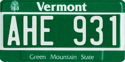 VT license plate AHE931