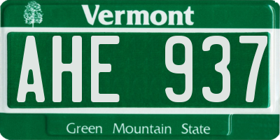 VT license plate AHE937