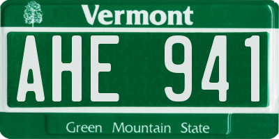 VT license plate AHE941