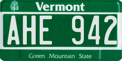 VT license plate AHE942