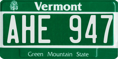 VT license plate AHE947