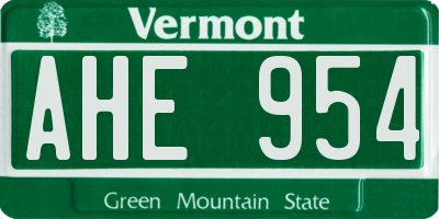 VT license plate AHE954